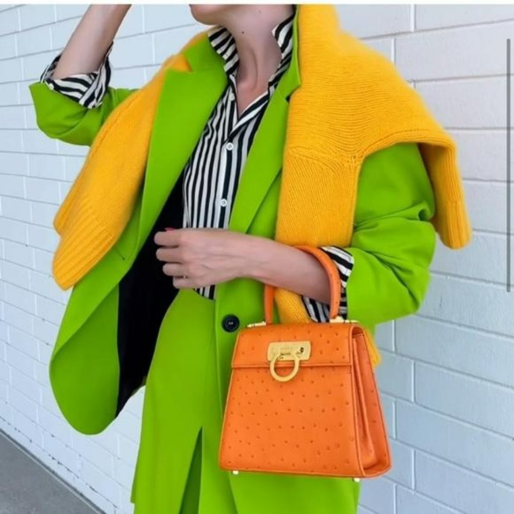 ZARA 2 PIECE LIME GREEN DOUBLE BREASTED BLAZER AND SKORT